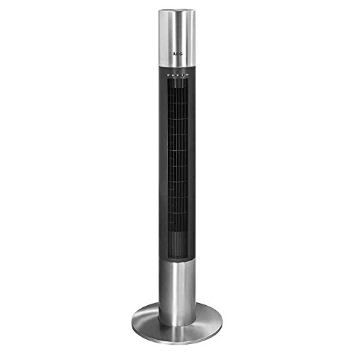 AEG T-VL 5537 Edelstahl-Säulenventilator, Höhe 120 cm, 3 Laufgeschwindigkeiten, elektronischer Timer (2,4,8 Stunden), inkl. Fernbedienung, Memoryfunktion, LED-Kontrollleuchten